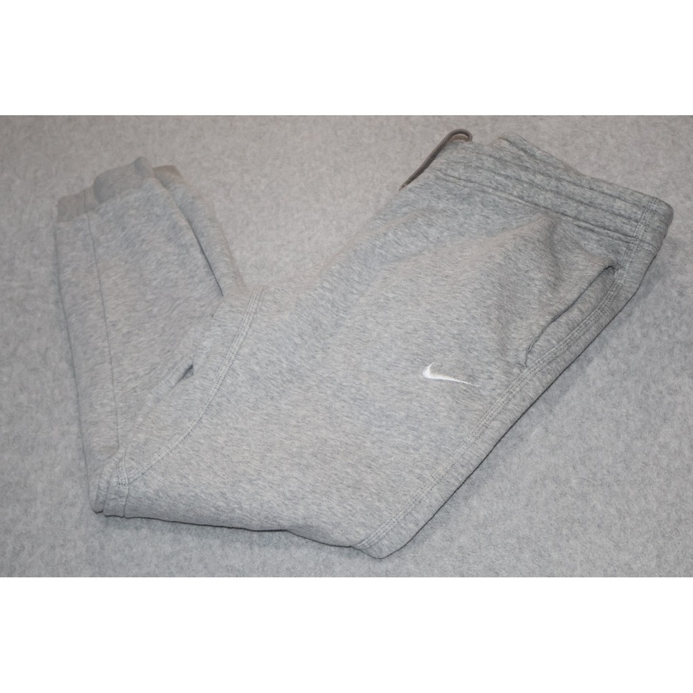 Nike Joggers Men Medium Gray Fleece Swoosh Drawstring Sweatpants Gym Workout